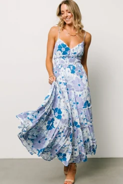Baltic Born Malia Cross Back Maxi Dress | Blue + Purple Multi