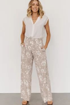 Baltic Born Malta Smocked Waist Pants | Sand + White