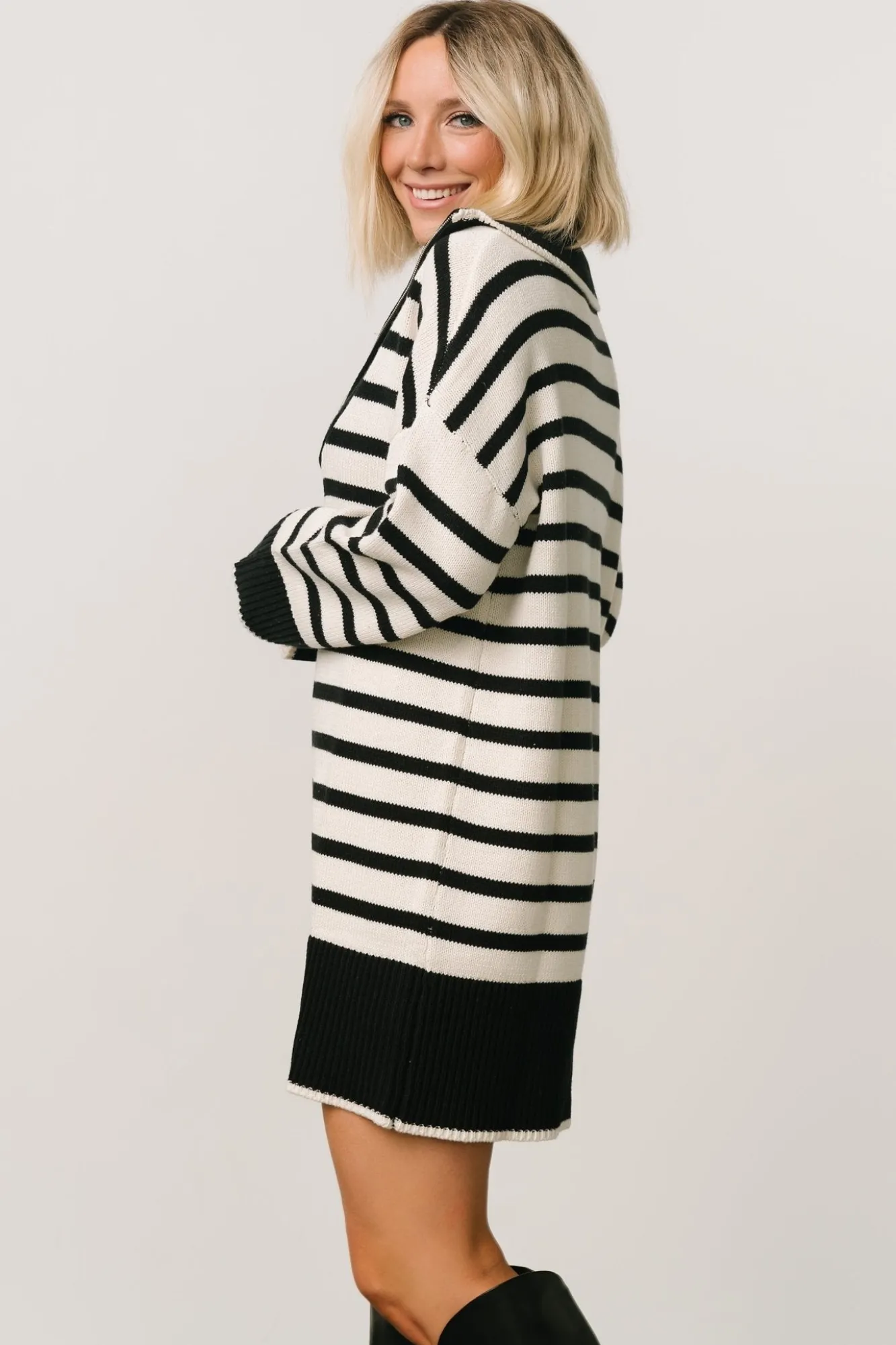 Baltic Born Manon Sweater Dress | Black Stripe