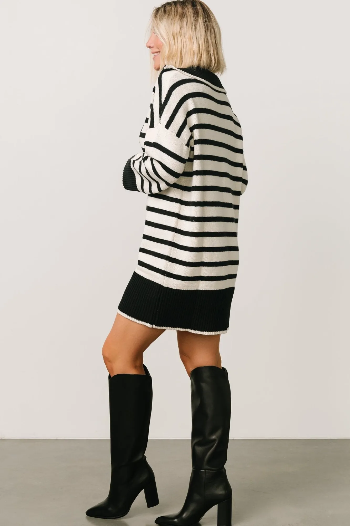 Baltic Born Manon Sweater Dress | Black Stripe