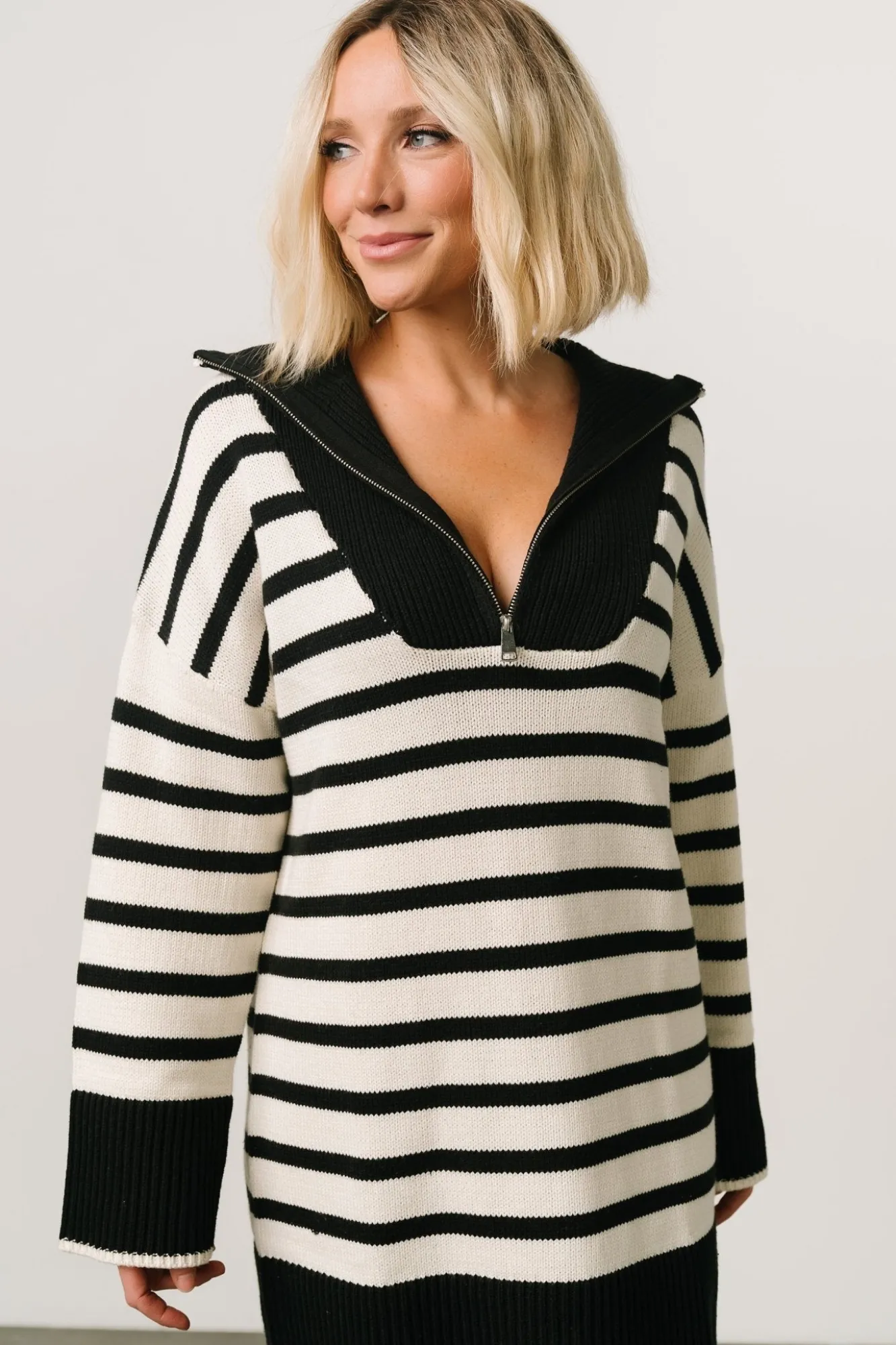 Baltic Born Manon Sweater Dress | Black Stripe