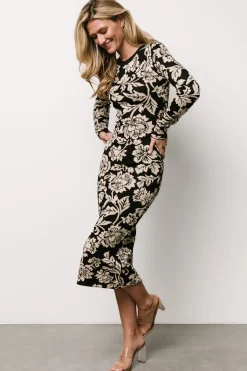 Baltic Born Marci Sweater Dress | Black + Ivory Floral