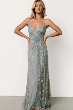 Baltic Born Marcia Sparkle Gown | Light Blue + Rose Gold