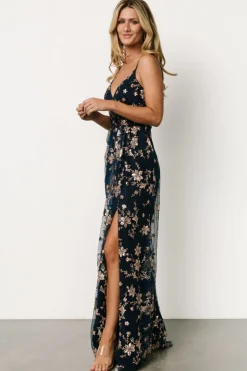 Baltic Born Marcia Sparkle Gown | Navy + Rose Gold