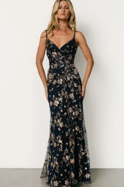 Baltic Born Marcia Sparkle Gown | Navy + Rose Gold