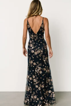 Baltic Born Marcia Sparkle Gown | Navy + Rose Gold