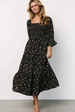 Baltic Born Margareta Tiered Dress | Black Floral