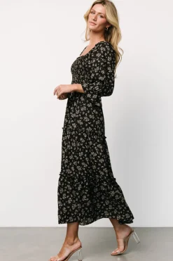 Baltic Born Margareta Tiered Dress | Black Floral