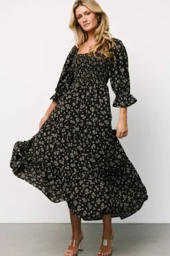 Baltic Born Margareta Tiered Dress | Black Floral
