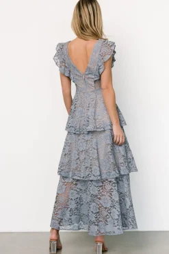 Baltic Born Margot Lace Tiered Maxi Dress | Dusty Slate