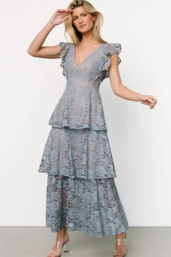 Baltic Born Margot Lace Tiered Maxi Dress | Dusty Slate