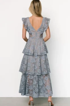 Baltic Born Margot Lace Tiered Maxi Dress | Dusty Slate