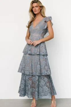 Baltic Born Margot Lace Tiered Maxi Dress | Dusty Slate