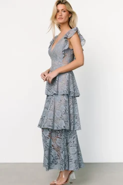 Baltic Born Margot Lace Tiered Maxi Dress | Dusty Slate
