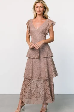 Baltic Born Margot Lace Tiered Maxi Dress | Desert Taupe