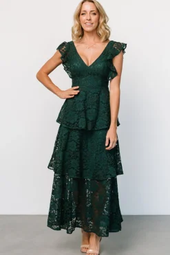 Baltic Born Margot Lace Tiered Maxi Dress | Deep Emerald