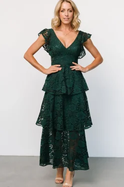 Baltic Born Margot Lace Tiered Maxi Dress | Deep Emerald