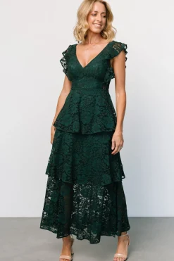 Baltic Born Margot Lace Tiered Maxi Dress | Deep Emerald