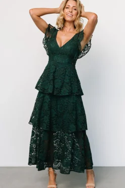 Baltic Born Margot Lace Tiered Maxi Dress | Deep Emerald