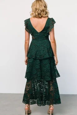 Baltic Born Margot Lace Tiered Maxi Dress | Deep Emerald