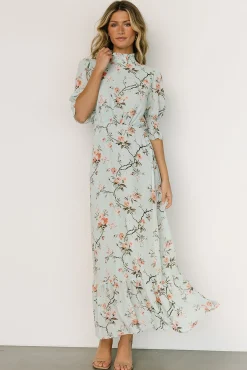 Baltic Born Marie Mock Neck Maxi Dress | Sage Floral
