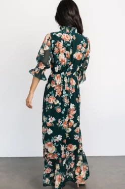 Baltic Born Marie Mock Neck Maxi Dress | Dark Green Floral