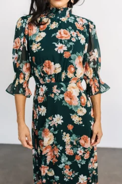 Baltic Born Marie Mock Neck Maxi Dress | Dark Green Floral