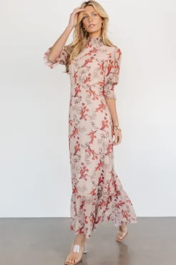 Baltic Born Marie Mock Neck Maxi Dress | Blush Floral