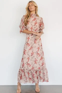 Baltic Born Marie Mock Neck Maxi Dress | Blush Floral