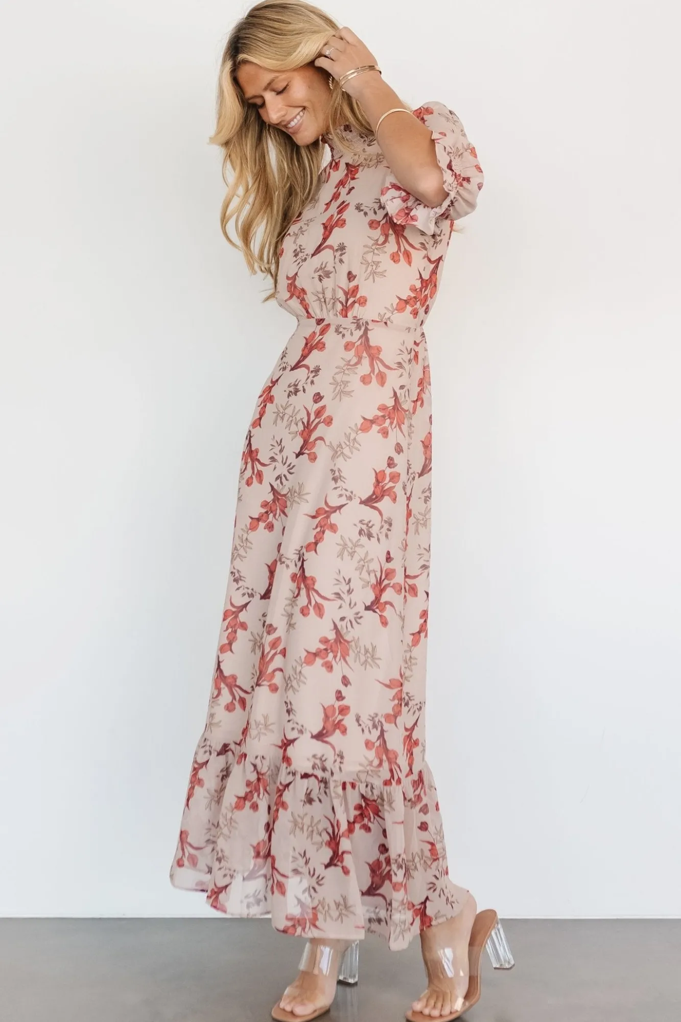 Baltic Born Marie Mock Neck Maxi Dress | Blush Floral
