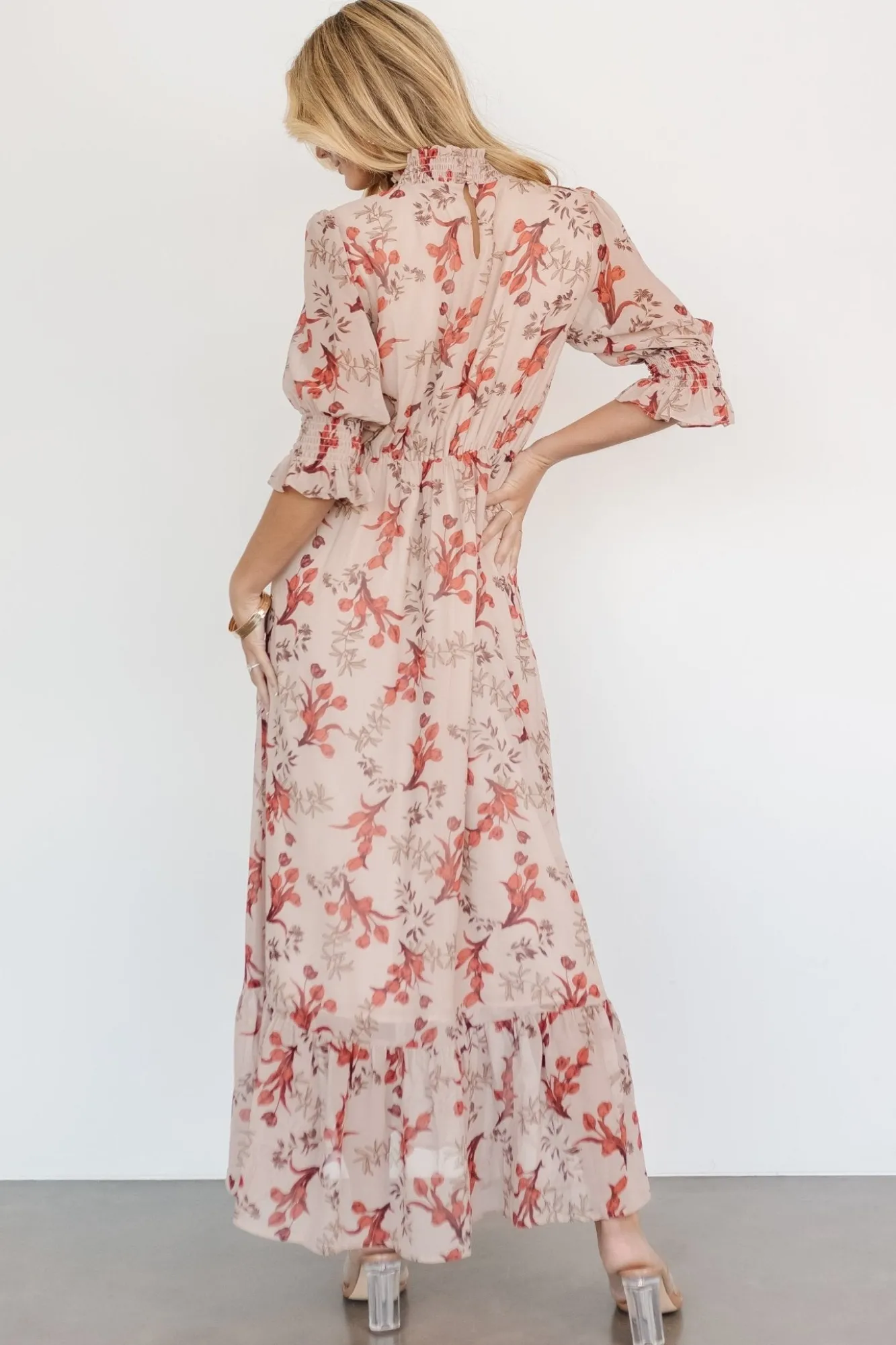 Baltic Born Marie Mock Neck Maxi Dress | Blush Floral