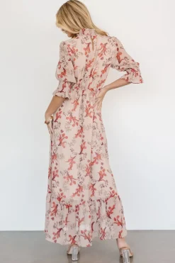 Baltic Born Marie Mock Neck Maxi Dress | Blush Floral