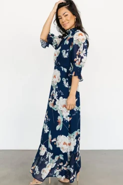 Baltic Born Marie Mock Neck Maxi Dress | Navy Floral
