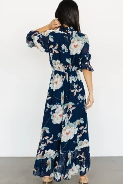 Baltic Born Marie Mock Neck Maxi Dress | Navy Floral