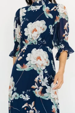 Baltic Born Marie Mock Neck Maxi Dress | Navy Floral