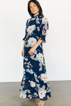 Baltic Born Marie Mock Neck Maxi Dress | Navy Floral