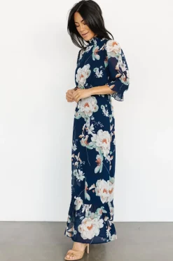Baltic Born Marie Mock Neck Maxi Dress | Navy Floral