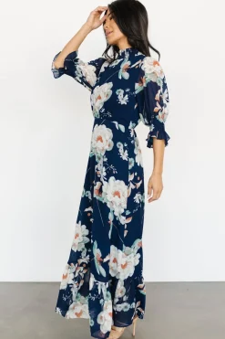 Baltic Born Marie Mock Neck Maxi Dress | Navy Floral