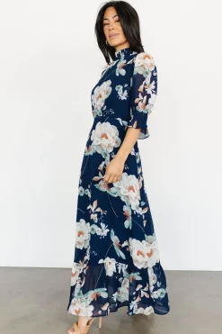 Baltic Born Marie Mock Neck Maxi Dress | Navy Floral
