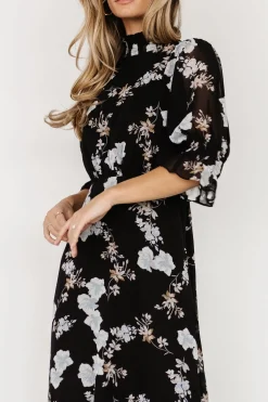 Baltic Born Marie Mock Neck Maxi Dress | Black Floral