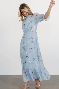 Baltic Born Marie Mock Neck Maxi Dress | Sky Blue Floral