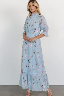 Baltic Born Marie Mock Neck Maxi Dress | Sky Blue Floral