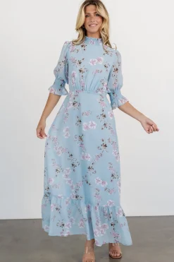 Baltic Born Marie Mock Neck Maxi Dress | Sky Blue Floral