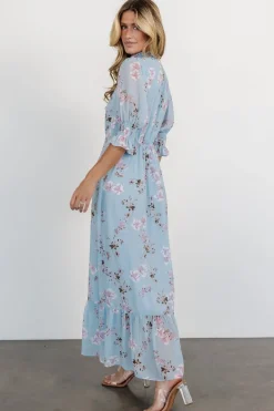 Baltic Born Marie Mock Neck Maxi Dress | Sky Blue Floral