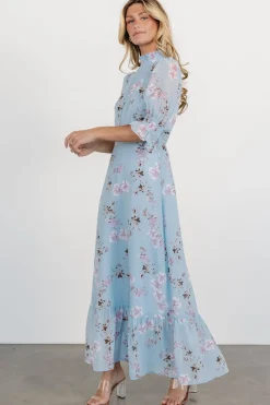 Baltic Born Marie Mock Neck Maxi Dress | Sky Blue Floral