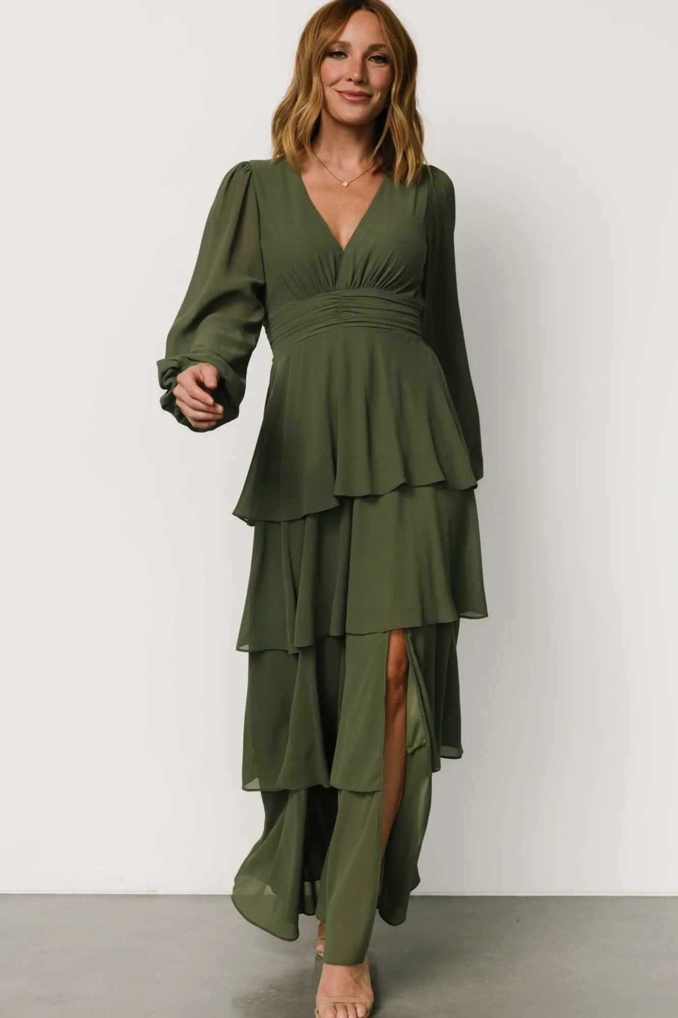 Baltic Born Mariella Tiered Maxi Dress | Dark Sage