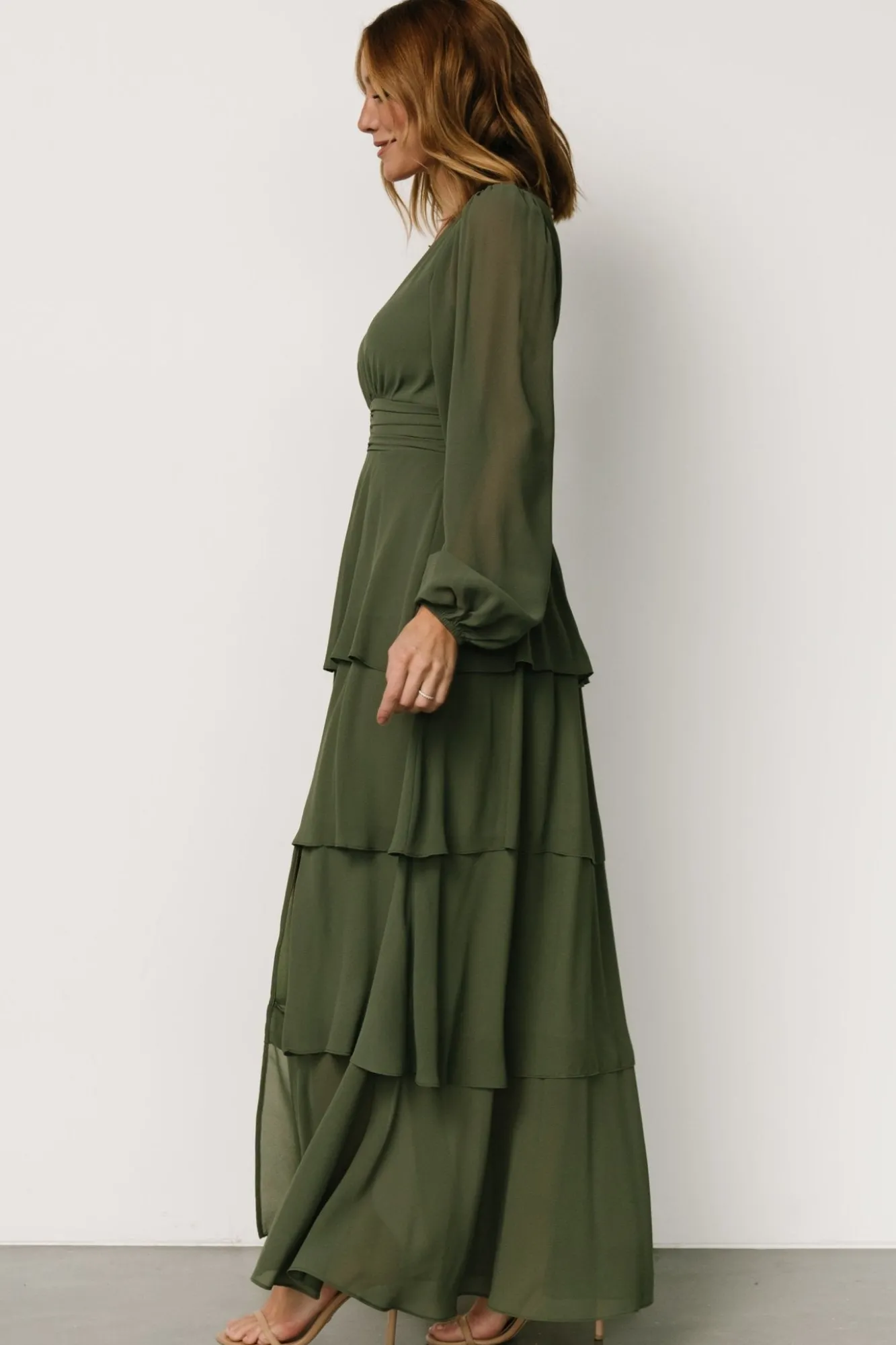 Baltic Born Mariella Tiered Maxi Dress | Dark Sage