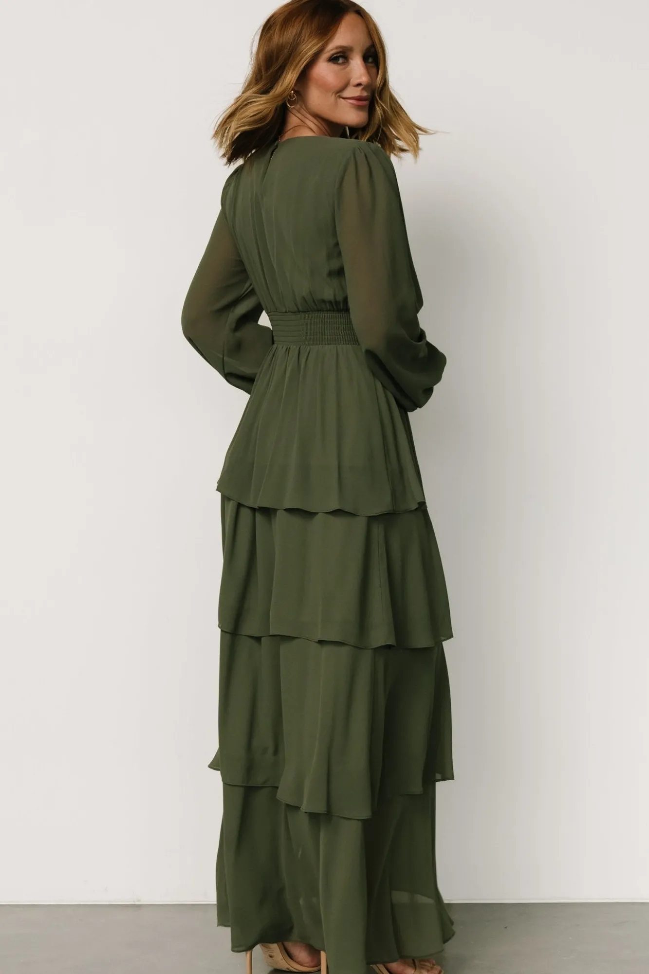 Baltic Born Mariella Tiered Maxi Dress | Dark Sage