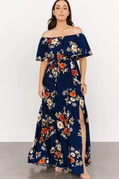 Baltic Born Marley Off Shoulder Maxi Dress | Navy Floral