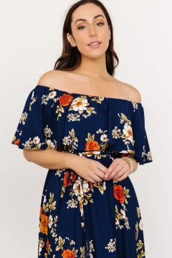 Baltic Born Marley Off Shoulder Maxi Dress | Navy Floral